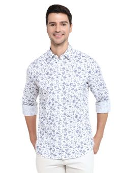 Parx - Men Blue Pure Cotton Collar Neck Slim Fit Shirt