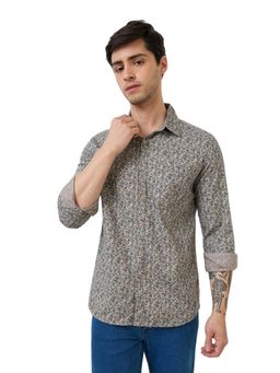 Parx - Men Brown Pure Cotton Collar Neck Slim Fit Shirt