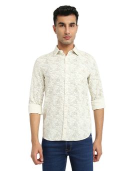 Parx - Men Yellow Pure Cotton Collar Neck Slim Fit Shirt