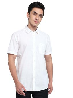 Parx - Men White Pure Cotton Collar Neck Slim Fit Shirt
