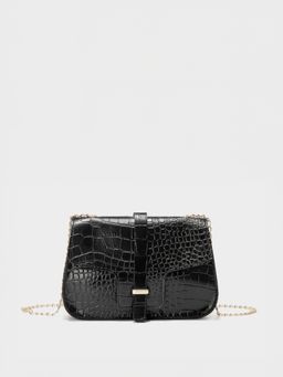 Styli - Women Textured Black Sling Bag