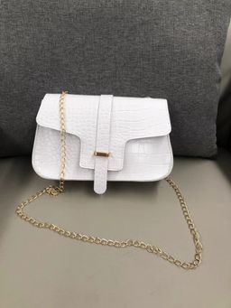 Styli - Women Textured White Sling Bag