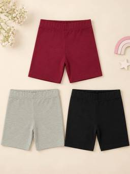 KiddoPanti - Girls Cycling Shorts (Pack of 3)