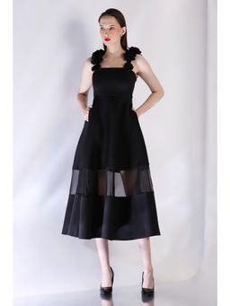 Ozeqo - Womens Black Dress with Pair Of Detachable Shoulder Strap (Set of 2)