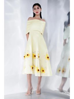 Ozeqo - Womens Yellow Dress with Wrap (Set of 2)