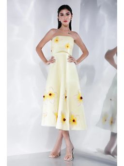 Ozeqo - Womens Yellow Dress with Wrap (Set of 2)