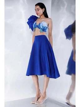 Ozeqo - Womens Blue Bralette with Skirt and Detachable Ruffle Wrap (Set of 3)