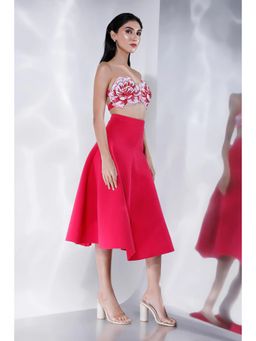 Ozeqo - Womens Red Bralette with Skirt (Set of 2)