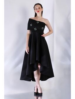 Ozeqo - Womens Black Dress with Wrap (Set of 2)