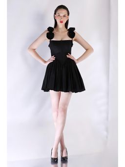 Ozeqo - Womens Black Dress with Pair Of Detachable Shoulder Strap (Set of 2)