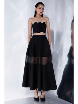 Ozeqo - Womens Black Top with Skirt (Set of 2)