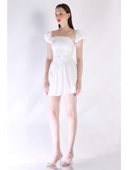 Ozeqo - Womens White Dress with Pair Of Detachable Sleeves (Set of 2)