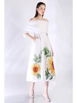 Ozeqo - Womens White Dress with Wrap (Set of 2)