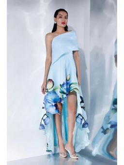 Ozeqo - Womens Blue Dress with Wrap (Set of 2)