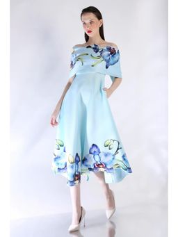 Ozeqo - Womens Blue Dress with Wrap (Set of 2)