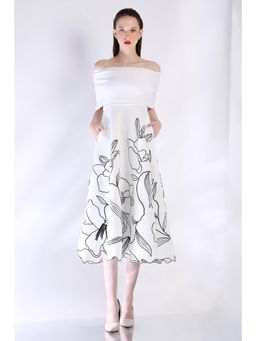 Ozeqo - Womens White Dress with Wrap (Set of 2)