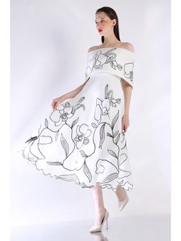 Ozeqo - Womens White Dress with Wrap (Set of 2)