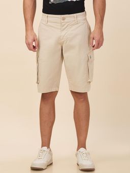 Being Human - Solid Beige Cotton Shorts