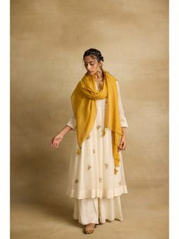 Rhua India - Ivory Asin Anarkali with Sharara and Dupatta