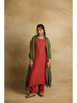Rhua India - Rust Naira Kurta with Salwar and Dupatta