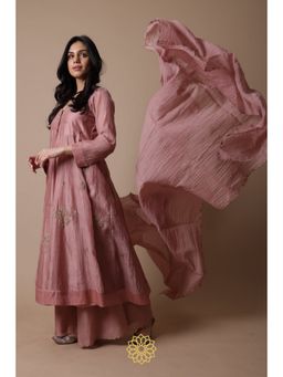 Rhua India - Pink Afra Anarkali with Sharara and Dupatta