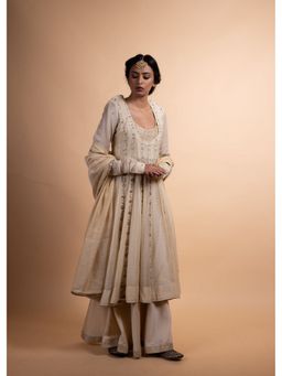 Rhua India - Ivory Niti Anarkali with Sharara and Dupatta
