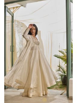 Rhua India - White Chahat Kurta with Sharara and Jacket