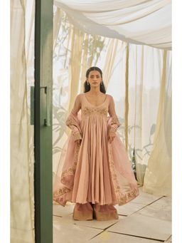 Rhua India - Pink Niyaz Anarkali with Sharara and Dupatta