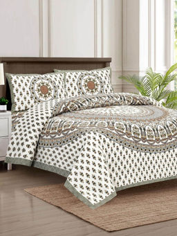 JAIPUR FABRIC - Cotton King Bedsheet For Double Bed | Mandala Jaipuri Printed Bed Sheet Multi-Color