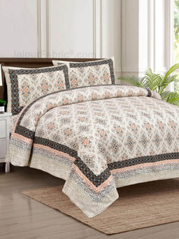 JAIPUR FABRIC - Modern Tradition Light Cotton Double King Bedsheet With 2 Pillow Covers Multi-Color