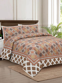 JAIPUR FABRIC - 180 Tc Beauty Brown Cotton Double King Bedsheet With 2 Pillow Covers