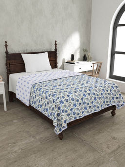 JAIPUR FABRIC - Blue Blossomy Pure Cotton Single Bed Dohar