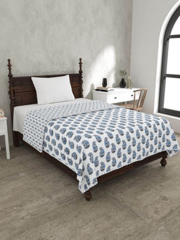 JAIPUR FABRIC - Blue Paisley Pure Cotton Single Bed Dohar