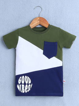 Bumzee - Military Green Boys Half Sleeves T-Shirt