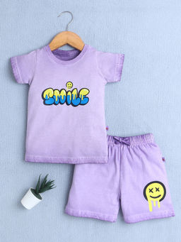 Bumzee - Lavender Boys Half Sleeves T-Shirt & Short (Set of 2)