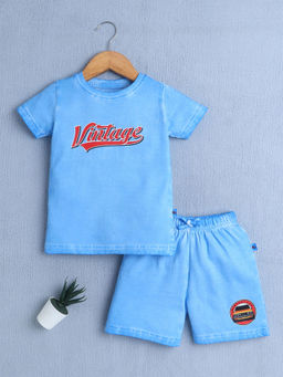 Bumzee - Blue Boys Half Sleeves T-Shirt & Short (Set of 2)