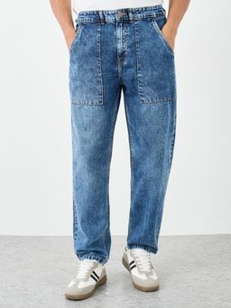 Styli - Mens Mid Wash Tapered Fit Jeans