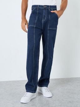 Styli - Mens Mild Wash Paneled Loose Fit Jeans