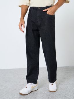 Styli - Mens Black Back Embroidery Rinse Wash Denim