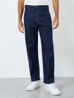 Styli - Mens Navy Blue Back Embroidery Rinse Wash Denim