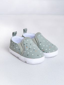 Mi Arcus - Cotton Canvas Printed Booties- Green for Baby Boys