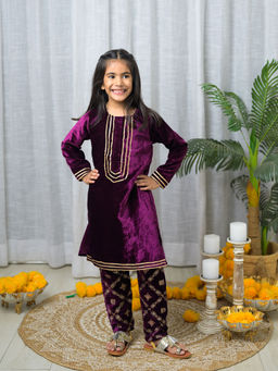 Fairies Forever - Purple Embroidered Kurta and Pant (Set of 2)