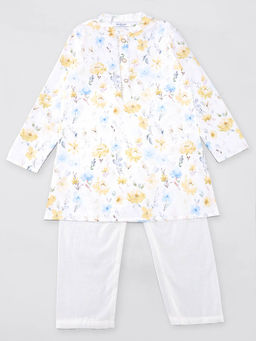 Nautinati - Ivory Printed Kurta and Pyjama (Set of 2)