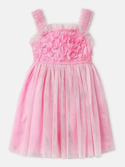Nautinati - Girls Rose Textured Sleeveless Knee Length Frock