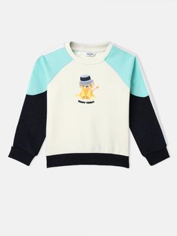 Nautinati - Boys Cat Print Fleece Round Neck Sweatshirt