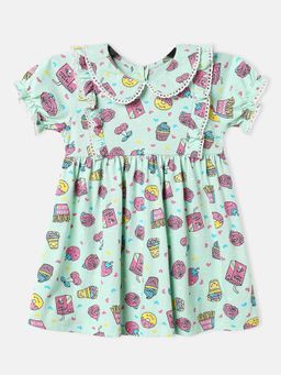 Nautinati - Girls Graphic Print Knee Length Dress