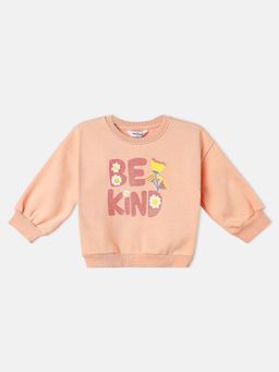 Nautinati - Girls Typography Printed Fleece Full Sleeve Sweatshirt