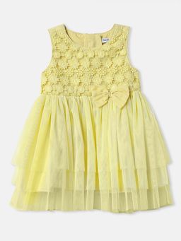 Nautinati - Girls Solid Sleeveless Bow Belted Knee Length Dress