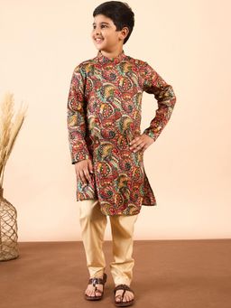 StyloBug - Boys Printed Full Length Ethnic Wear Kurta and Pyjama (Set of 2)