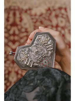 Anaar - Silver India Edit Slingette Embellished Clutch